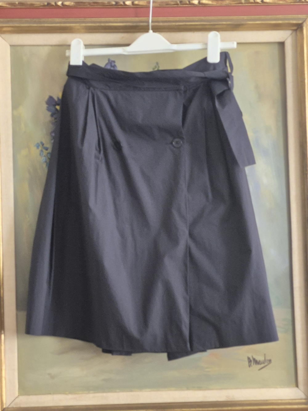 Jil Sander Black A-Line Wrap Midi Skirt